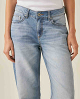 Womens Jeans Straight Relaxed Fit Super High Rise Cotton–Polyester Lurex Light Wash Subtle Shine - Blue 63_431H012_AZU154020_5