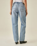 Womens Jeans Straight Relaxed Fit Super High Rise Cotton–Polyester Lurex Light Wash Subtle Shine - Blue 63_431H012_AZU154020_6