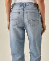 Womens Jeans Straight Relaxed Fit Super High Rise Cotton–Polyester Lurex Light Wash Subtle Shine - Blue 63_431H012_AZU154020_7