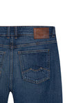Womens Jeans Boy Fit Tapered Leg Mid Rise Cotton–Tencel Blend Dark Wash Subtle Distressing - Blue 63_431H015_AZU194052_6