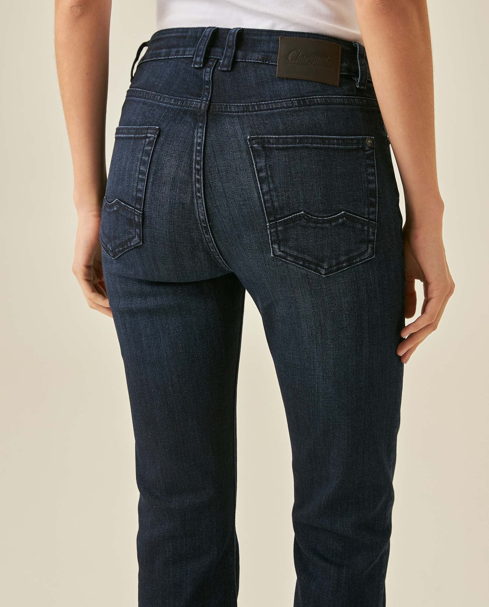 Womens Jeans Skinny Semi-Flare Super High Rise Cotton–Polyester Blend Ultra Dark Wash Hybrid - Blue 63_431H016_AZU193924_7