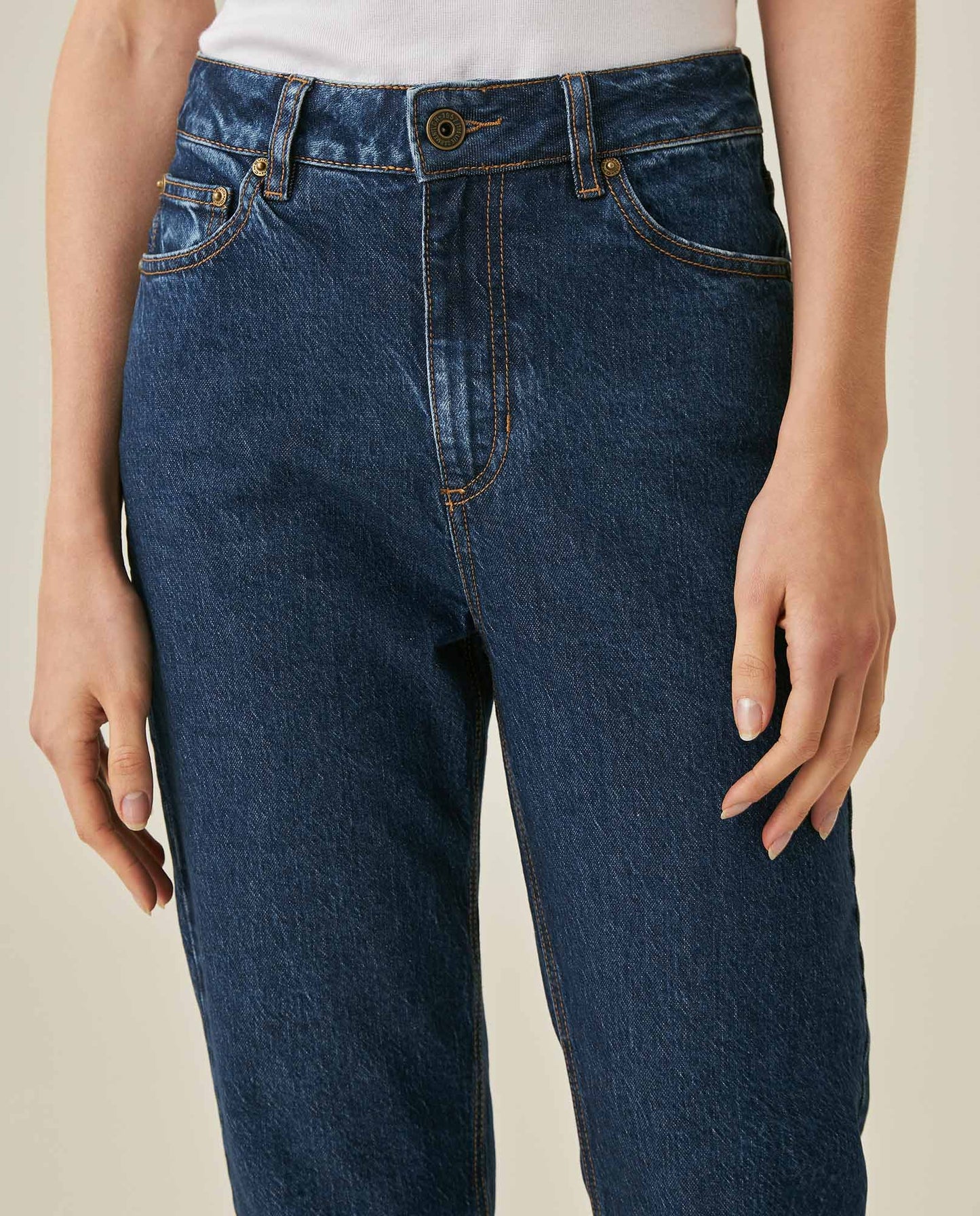 Womens Jeans Straight Bootcut Super High Rise Cotton Comfort Medium Wash Clean - Blue 63_431H017_AZU184140_5