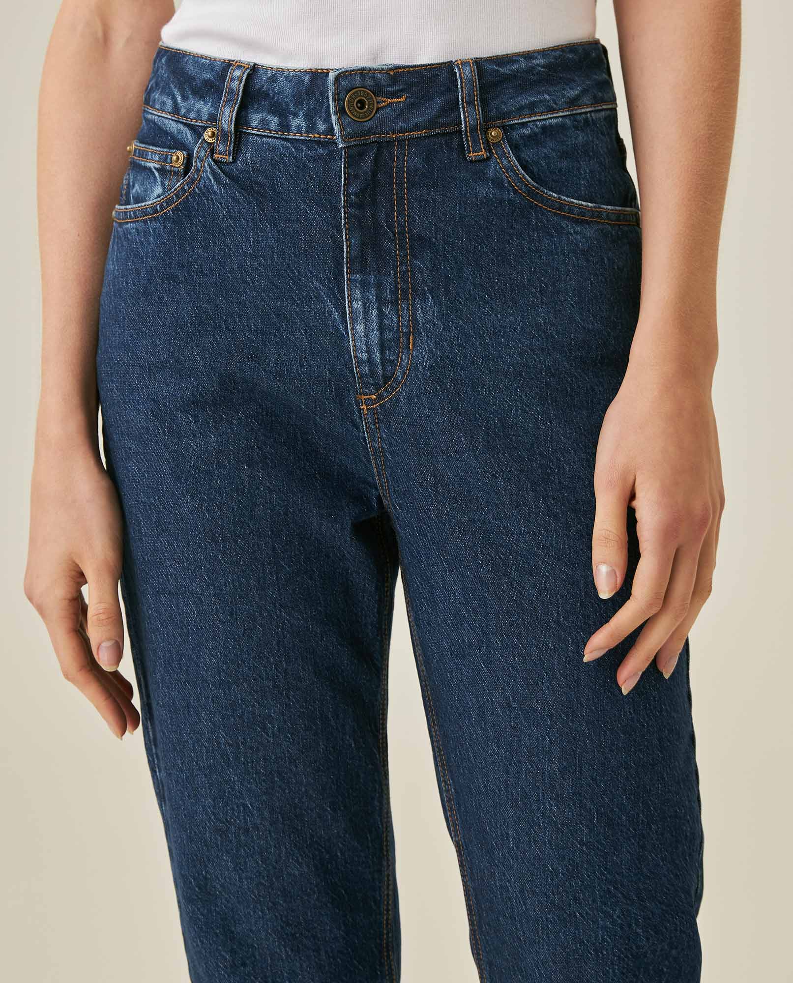 Womens Jeans Straight Bootcut Super High Rise Cotton Comfort Medium Wash Clean - Blue 63_431H017_AZU184140_5