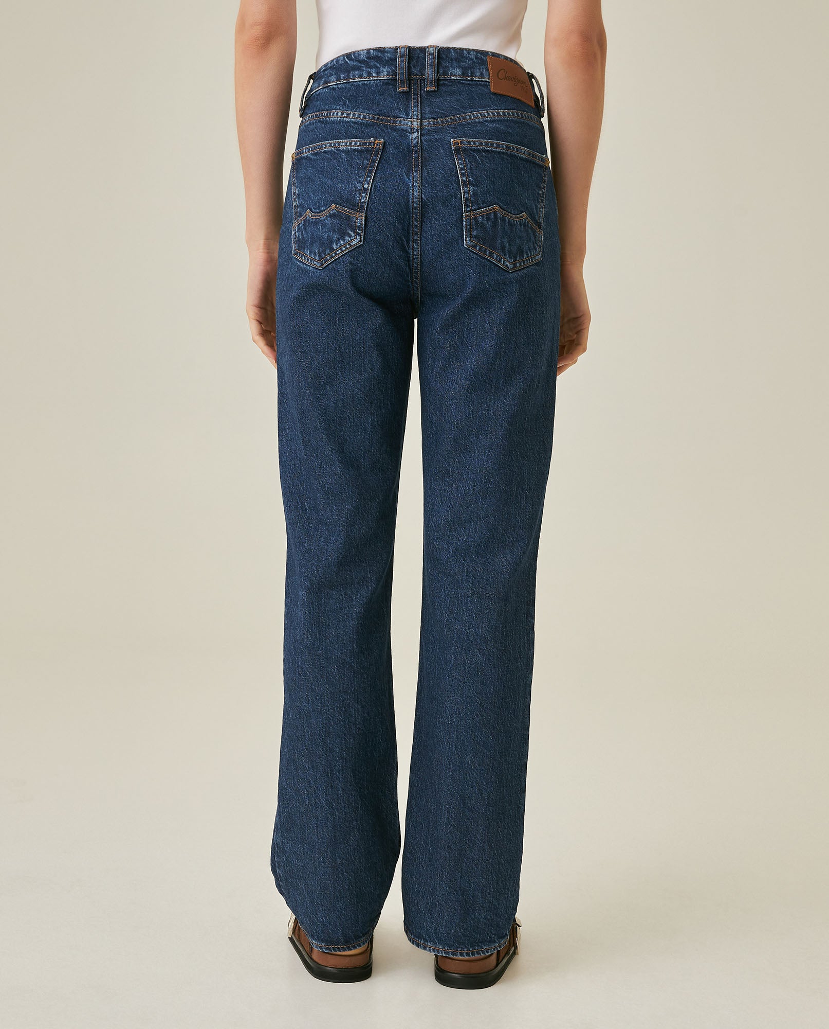 Womens Jeans Straight Bootcut Super High Rise Cotton Comfort Medium Wash Clean - Blue 63_431H017_AZU184140_6