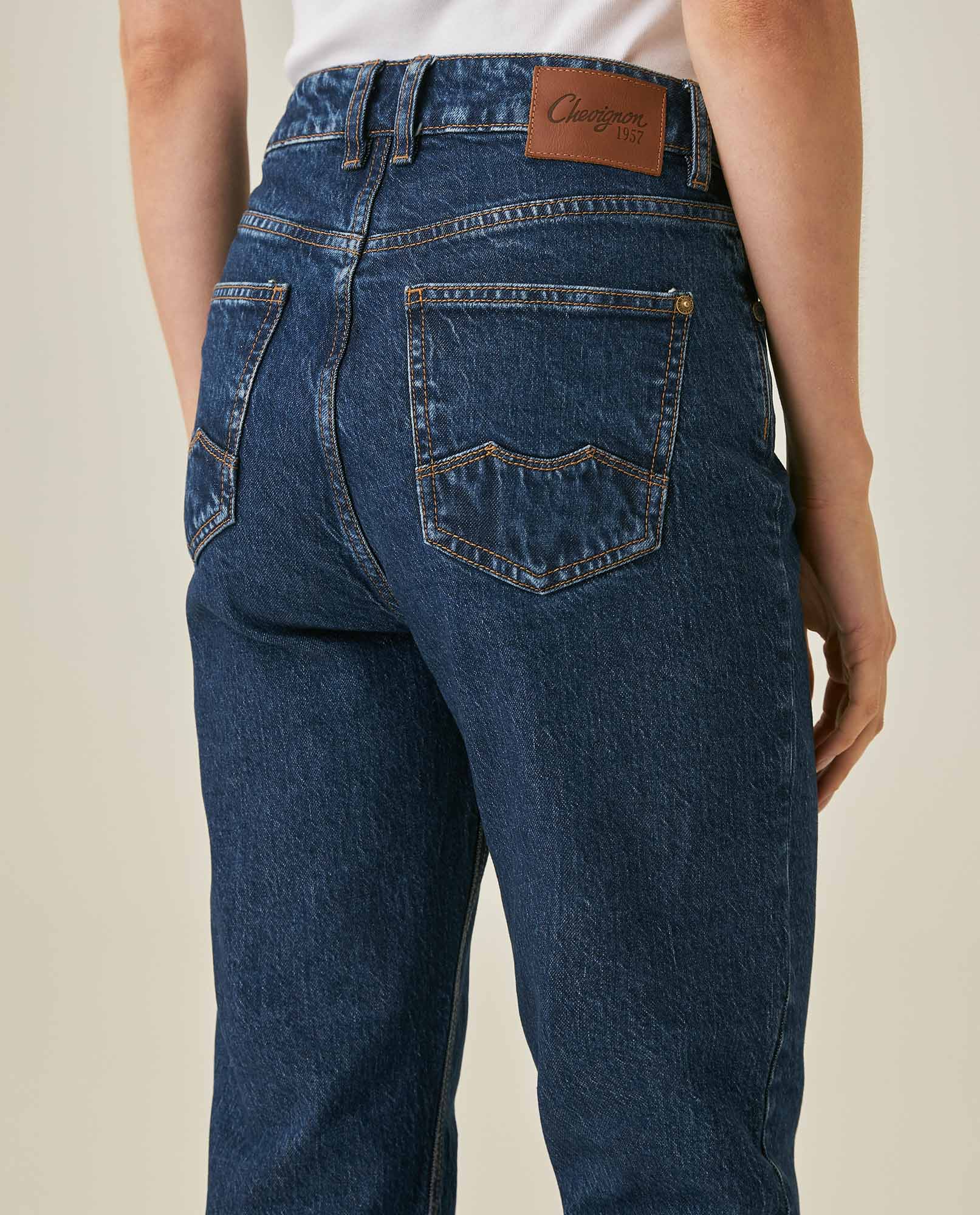 Womens Jeans Straight Bootcut Super High Rise Cotton Comfort Medium Wash Clean - Blue 63_431H017_AZU184140_7