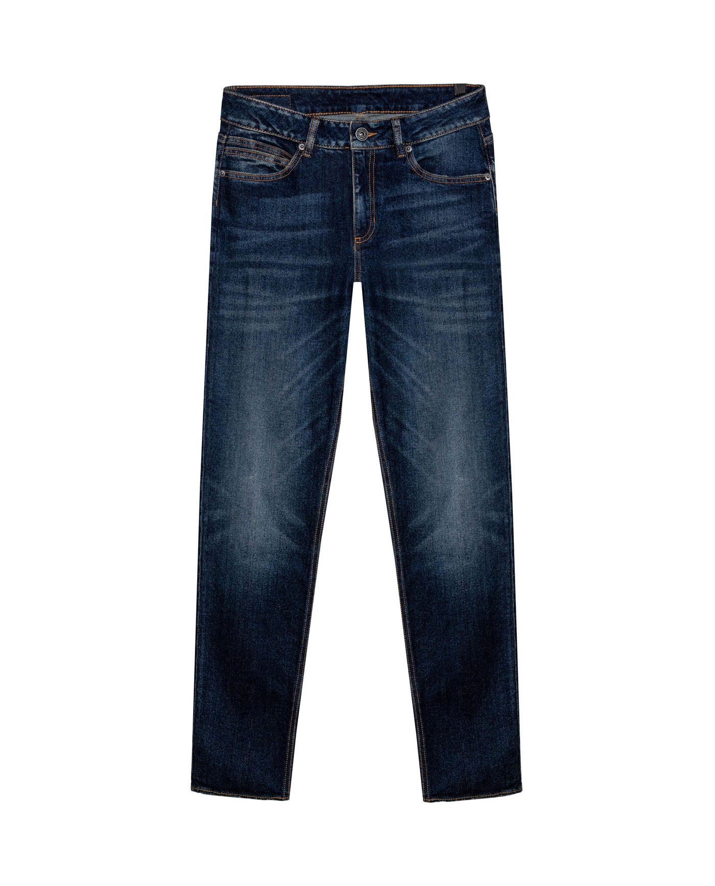 Womens Jeans Straight Bootcut High Rise Cotton Comfort Dark Wash Subtle Distressing - Blue 63_431H020_AZU194052_3