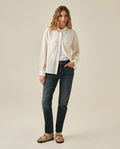 Womens Jeans Straight Bootcut High Rise Cotton Comfort Dark Wash Subtle Distressing - Blue 63_431H020_AZU194052_4
