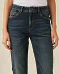 Womens Jeans Straight Bootcut High Rise Cotton Comfort Dark Wash Subtle Distressing - Blue 63_431H020_AZU194052_5