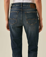 Womens Jeans Straight Bootcut High Rise Cotton Comfort Dark Wash Subtle Distressing - Blue 63_431H020_AZU194052_7