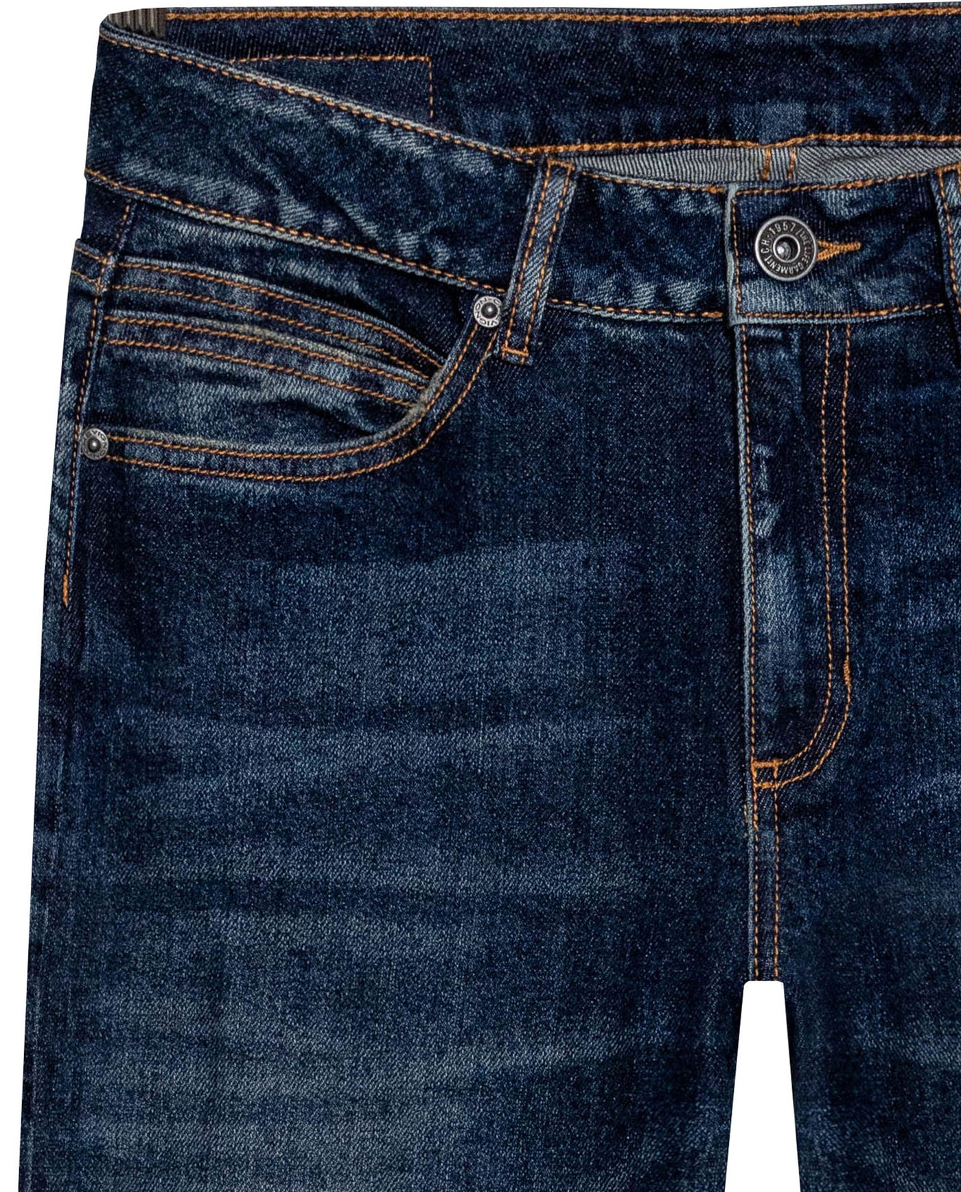 Womens Jeans Straight Bootcut High Rise Cotton Comfort Dark Wash Subtle Distressing - Blue 63_431H020_AZU194052_8