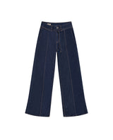 Womens Jeans Special Fit Wide Leg Super High Rise Cotton–Tencel Blend Ultra Dark Wash Included Belt Leg Cuts - Blue 63_431H022_AZU193924_0