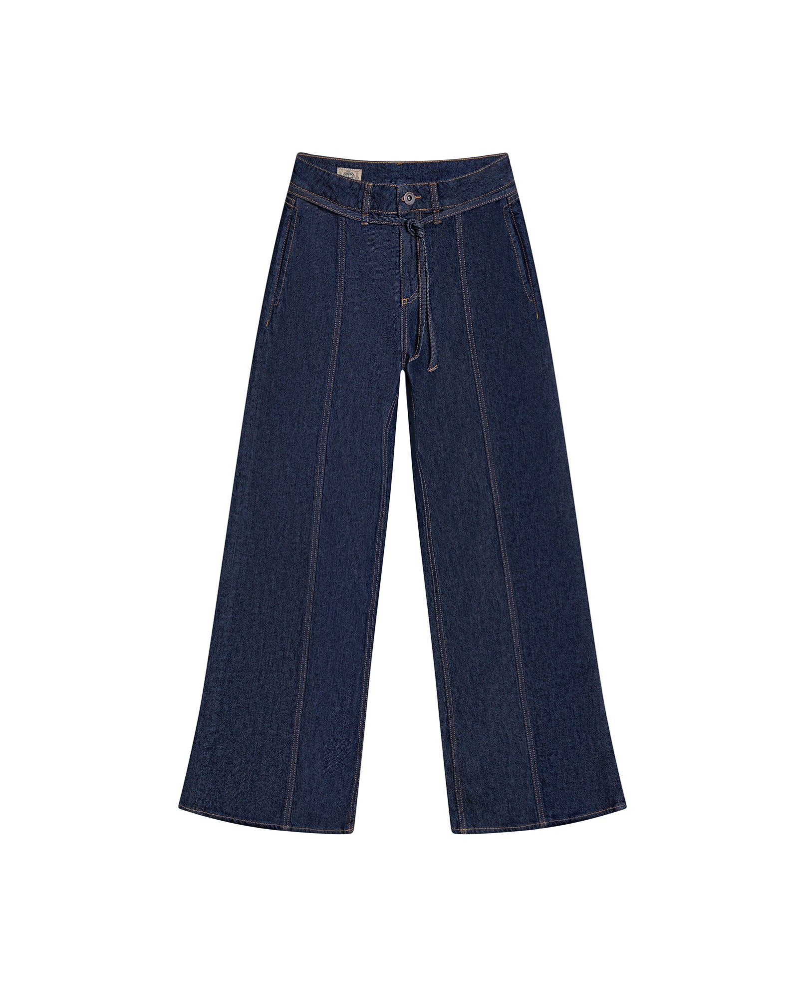 Womens Jeans Special Fit Wide Leg Super High Rise Cotton–Tencel Blend Ultra Dark Wash Included Belt Leg Cuts - Blue 63_431H022_AZU193924_0