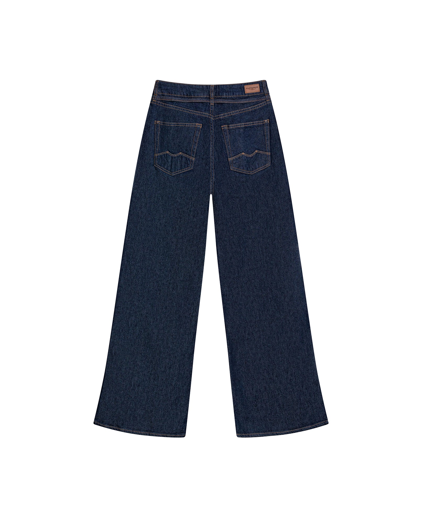 Womens Jeans Special Fit Wide Leg Super High Rise Cotton–Tencel Blend Ultra Dark Wash Included Belt Leg Cuts - Blue 63_431H022_AZU193924_5