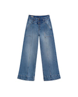 Womens Jeans Special Fit Wide Leg High Rise Cotton Comfort Dark Wash Cargo Double Waistband Architectural - Blue 63_431H023_AZU194052_3