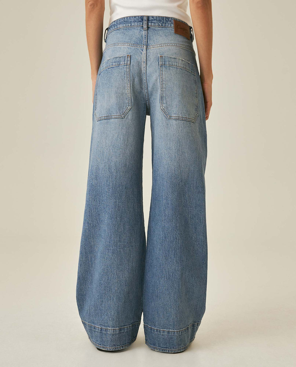Womens Jeans Special Fit Wide Leg High Rise Cotton Comfort Dark Wash Cargo Double Waistband Architectural - Blue 63_431H023_AZU194052_6
