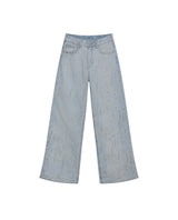 Womens Jeans Straight Fit Super High Rise Cotton Non-Stretch Light Wash Destroy Effect Set Embroidered - Blue 63_431H026_AZU154020_3