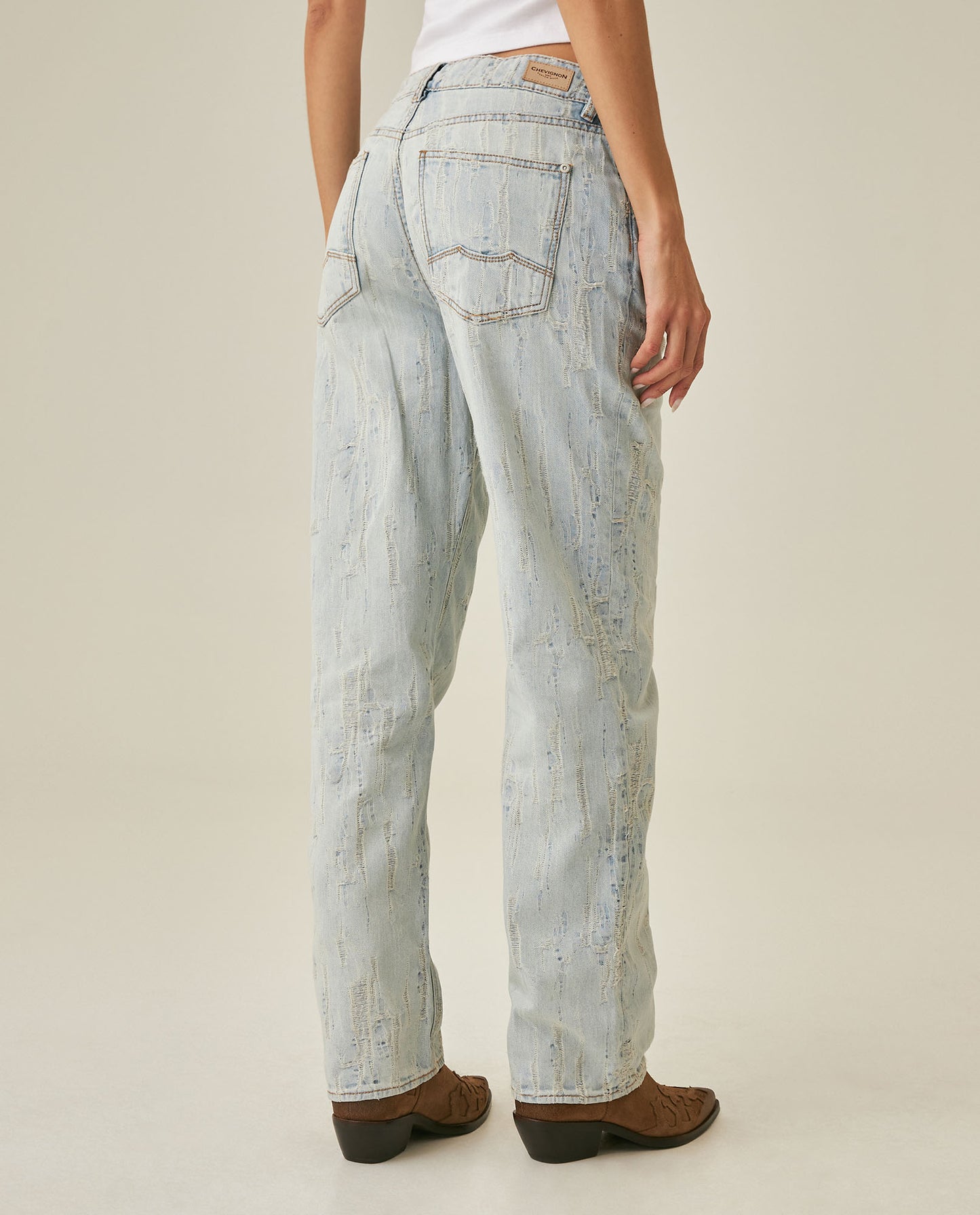 Womens Jeans Straight Fit Super High Rise Cotton Non-Stretch Light Wash Destroy Effect Set Embroidered - Blue 63_431H026_AZU154020_6