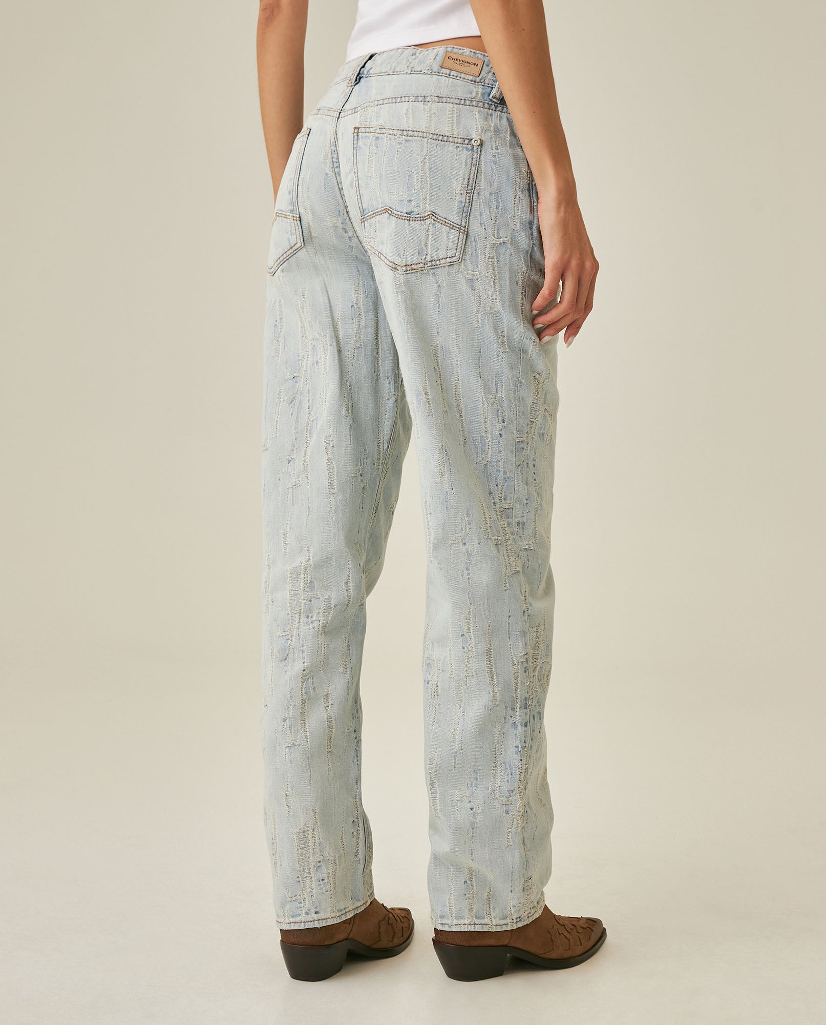 Womens Jeans Straight Fit Super High Rise Cotton Non-Stretch Light Wash Destroy Effect Set Embroidered - Blue 63_431H026_AZU154020_6