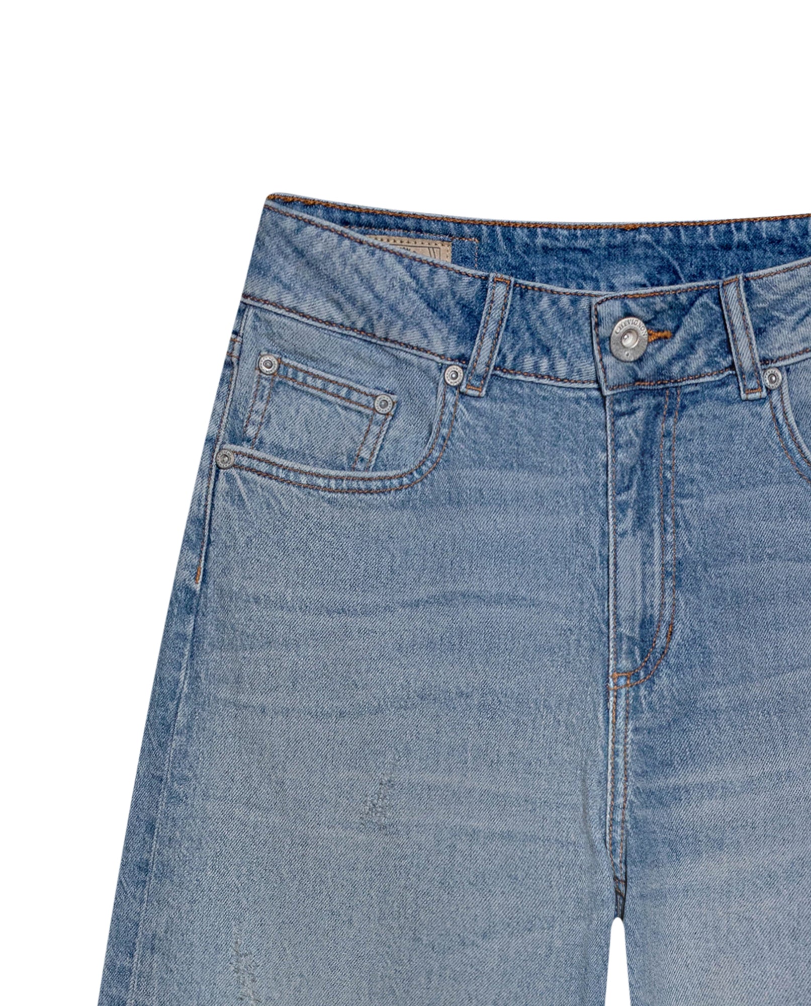 Womens Jeans Wide Leg Relaxed High Rise Cotton–Tencel Blend Light Wash Powdered Effect Notable Distressing - Blue 63_431H027_AZU154020_8