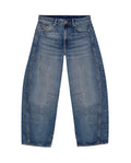 Womens Jeans Special Fit Barrel Crop Super High Rise Lyocell–Cotton Blend Medium Wash Notable Distressing Whiskering - Blue 63_431H029_AZU154020_3