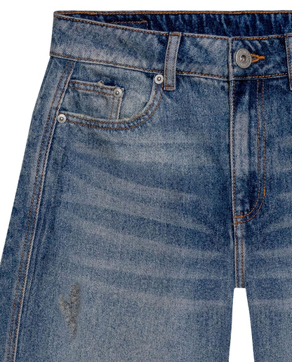 Womens Jeans Special Fit Barrel Crop Super High Rise Lyocell–Cotton Blend Medium Wash Notable Distressing Whiskering - Blue 63_431H029_AZU154020_8