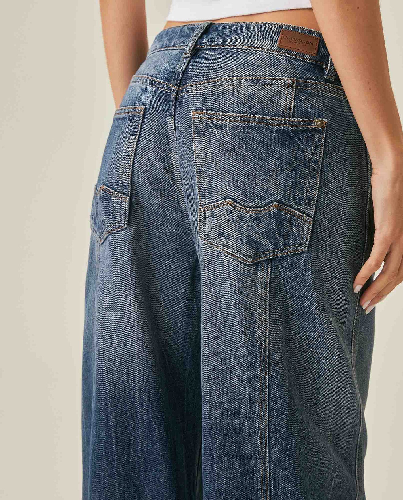 Womens Jeans Special Fit Wide Leg Relaxed Super High Rise Cotton Non-Stretch Dark Wash Subtle Effects - Blue 63_431H030_AZU194052_7