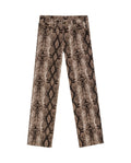 Womens Jeans Special Fit Straight Relaxed High Rise Cotton Non-Stretch Raw Sand Wash Python Print Total Embroidered - Brown 63_431H032_CAF171316_3
