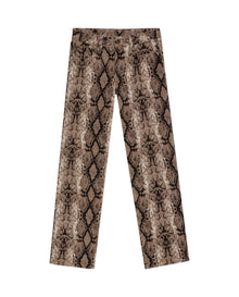 Womens Jeans Special Fit Straight Relaxed High Rise Cotton Non-Stretch Raw Sand Wash Python Print Total Embroidered - Brown 63_431H032_CAF171316_3