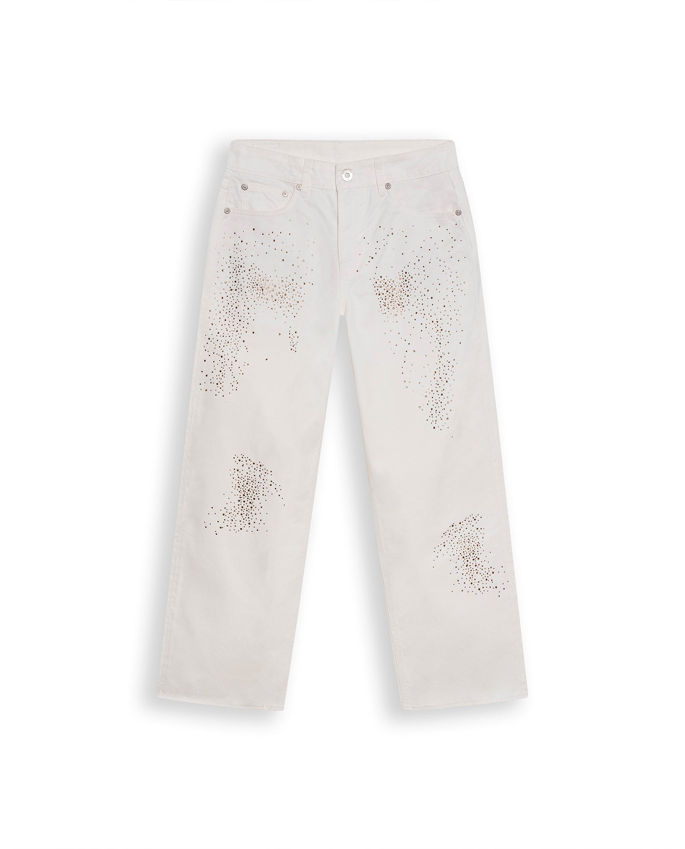 Womens Jeans Straight Crop Fit Relaxed High Rise Cotton Non-Stretch Classic Wash Scattered Rhinestones - Mothers - Raw 63_431H130_CRU134403_3