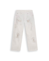 Womens Jeans Straight Crop Fit Relaxed High Rise Cotton Non-Stretch Classic Wash Scattered Rhinestones - Mothers - Raw 63_431H130_CRU134403_3