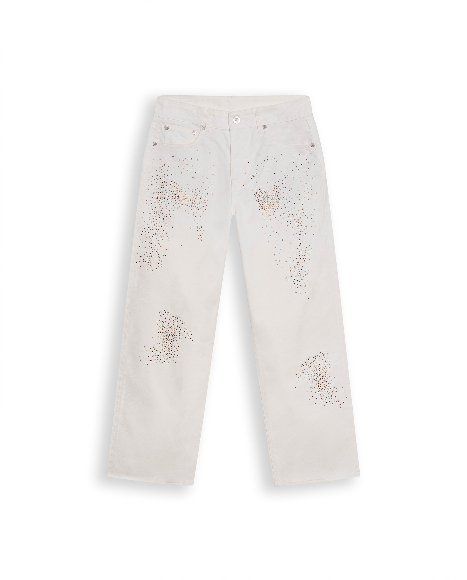 Womens Jeans Straight Crop Fit Relaxed High Rise Cotton Non-Stretch Classic Wash Scattered Rhinestones - Mothers - Raw 63_431H130_CRU134403_3