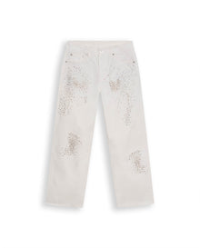 Womens Jeans Straight Crop Fit Relaxed High Rise Cotton Non-Stretch Classic Wash Scattered Rhinestones - Mothers - Raw 63_431H130_CRU134403_3