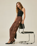 Womens Jeans Special Fit Straight Super High Rise Cotton–Polyester Lurex Coffee Wash Side Oval Cuts Mesh - Mothers - Brown 63_431H131_CAF191241_4