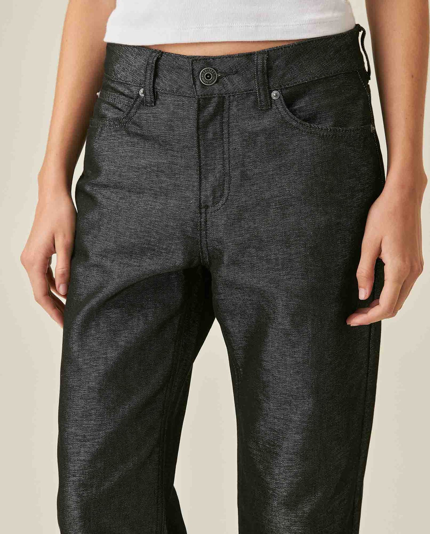 Womens Jeans Straight Relaxed Fit High Rise Cotton–Polyester Sheen Black Wash Elegant - Mothers - Black 63_431H132_NEG194004_5
