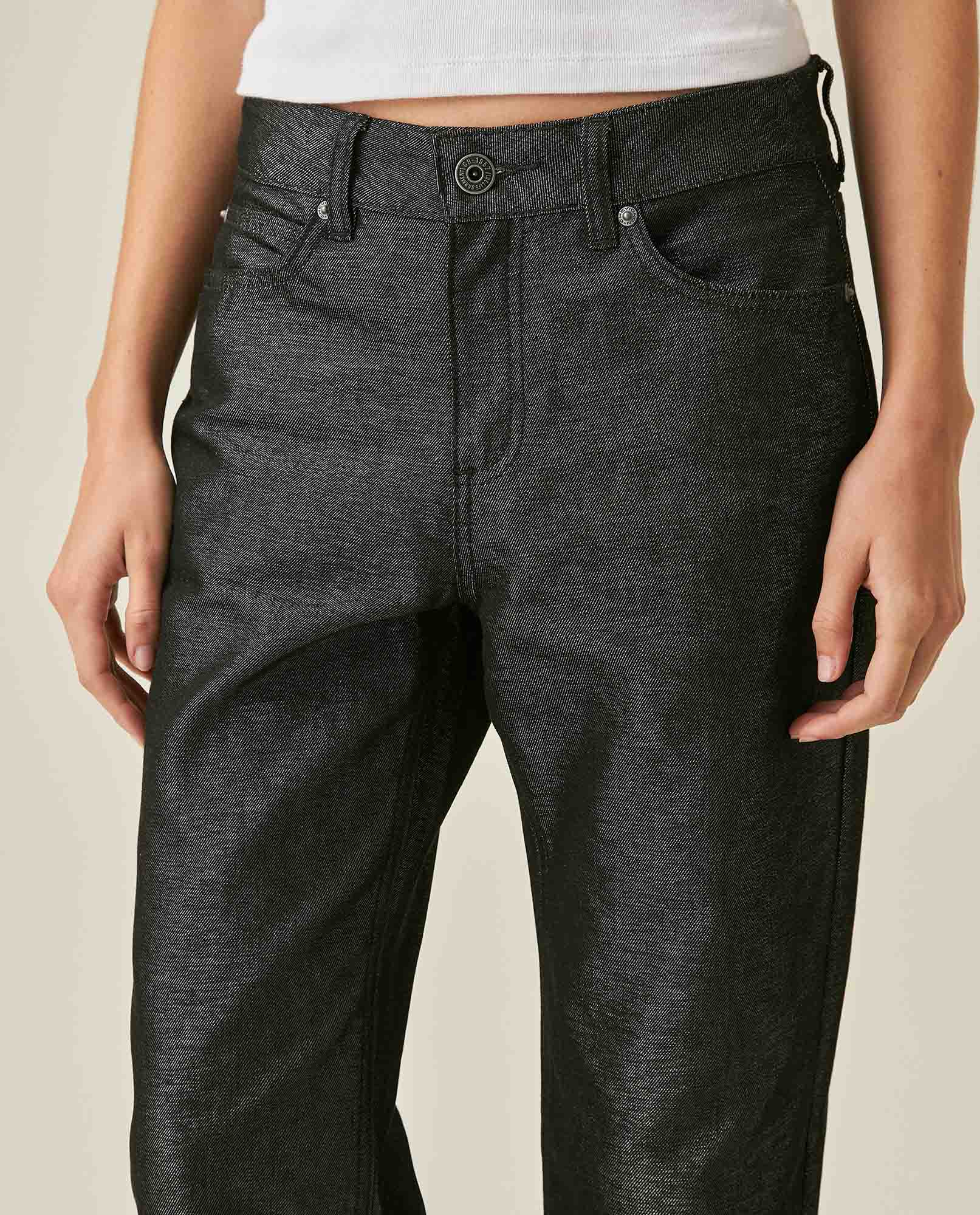 Womens Jeans Straight Relaxed Fit High Rise Cotton–Polyester Sheen Black Wash Elegant - Mothers - Black 63_431H132_NEG194004_5