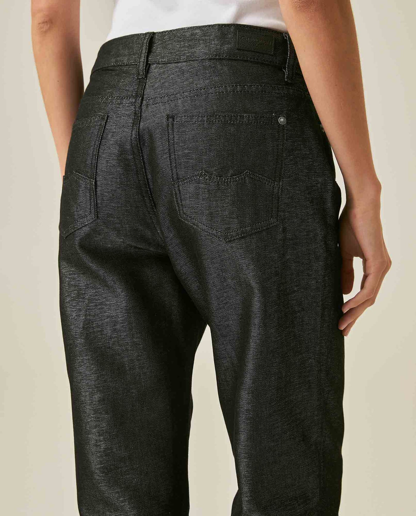 Womens Jeans Straight Relaxed Fit High Rise Cotton–Polyester Sheen Black Wash Elegant - Mothers - Black 63_431H132_NEG194004_7