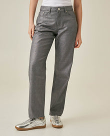 Womens Jeans Straight Relaxed Fit High Rise Cotton Non-Stretch Gray Wash Sheen Elegant - Mothers - Gray 63_431H135_GRI145002_0