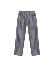 Womens Jeans Straight Relaxed Fit High Rise Cotton Non-Stretch Gray Wash Sheen Elegant - Mothers - Gray 63_431H135_GRI145002_3