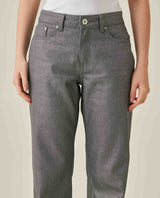 Womens Jeans Straight Relaxed Fit High Rise Cotton Non-Stretch Gray Wash Sheen Elegant - Mothers - Gray 63_431H135_GRI145002_5