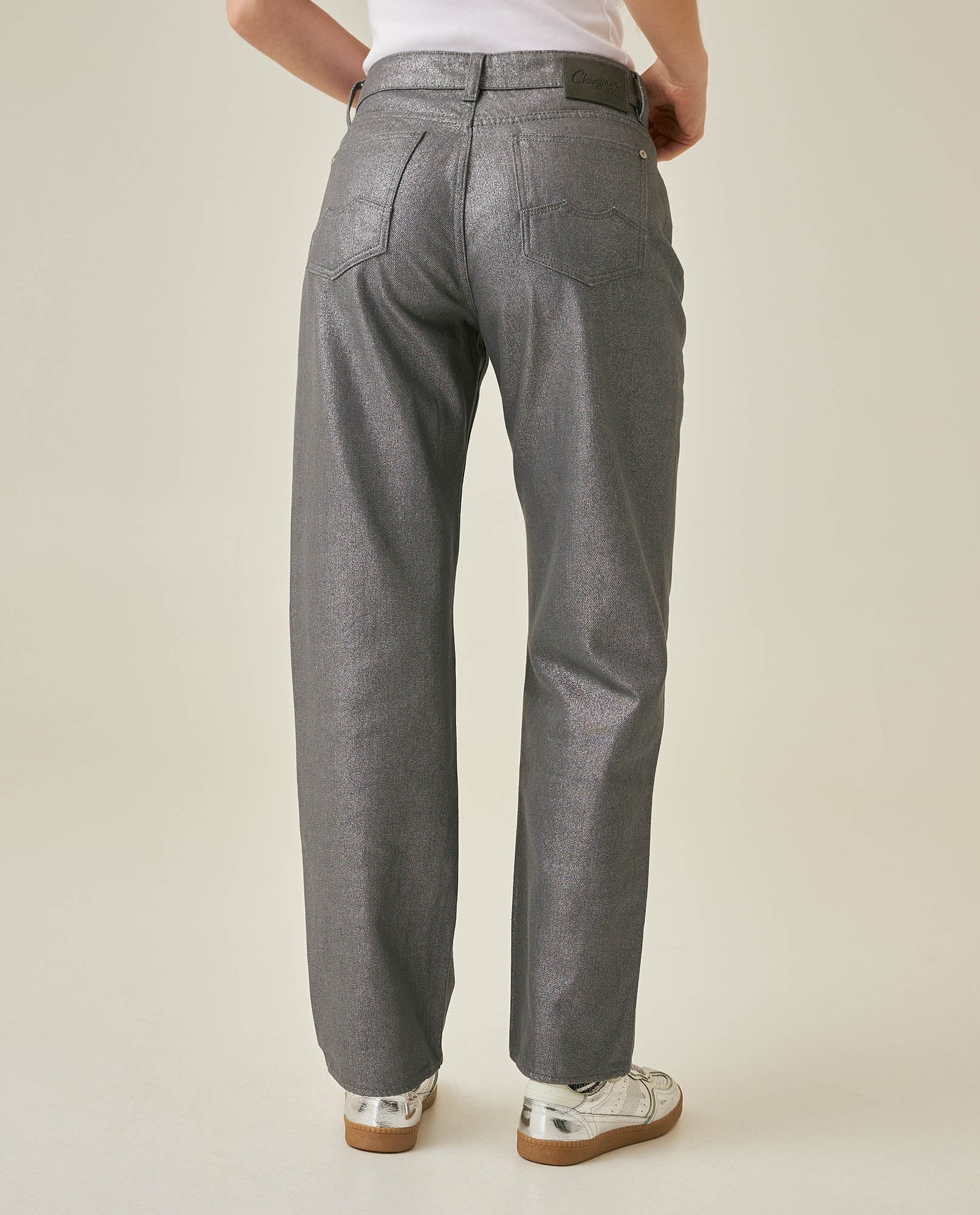 Womens Jeans Straight Relaxed Fit High Rise Cotton Non-Stretch Gray Wash Sheen Elegant - Mothers - Gray 63_431H135_GRI145002_6