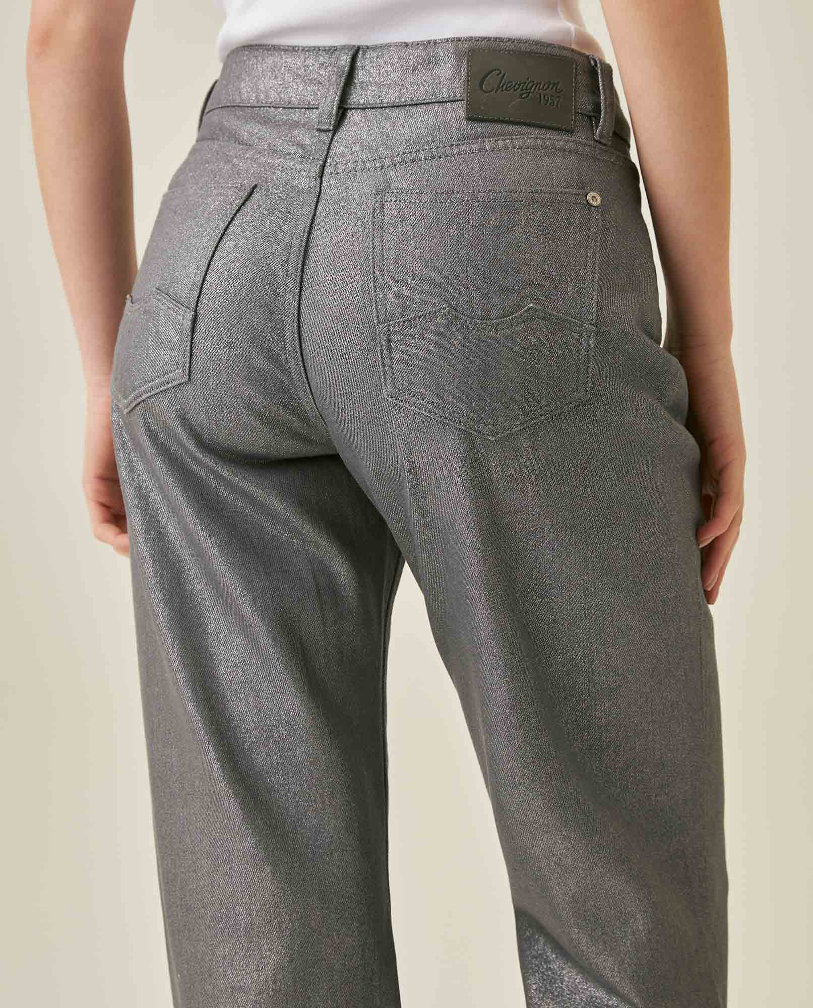 Womens Jeans Straight Relaxed Fit High Rise Cotton Non-Stretch Gray Wash Sheen Elegant - Mothers - Gray 63_431H135_GRI145002_7