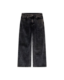Womens Jeans Straight-Wide Leg Relaxed High Rise Cotton–Elastane Corduroy Dark Wash Tactile - Mothers - Blue 63_431H136_AZU194052_3