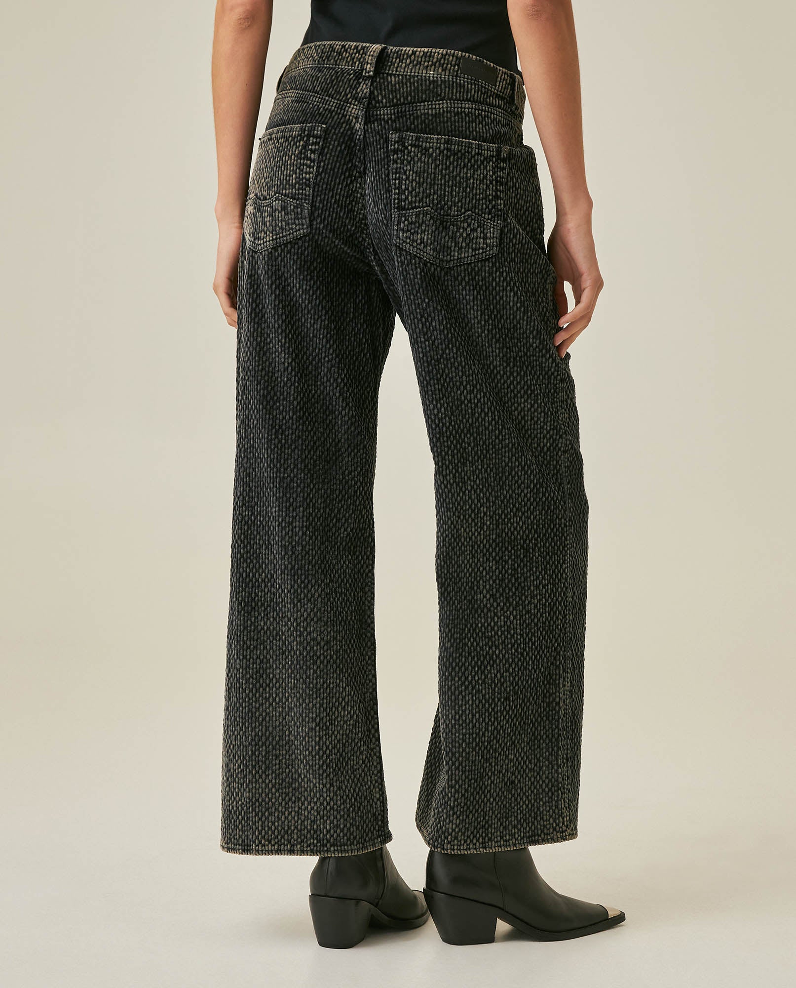 Womens Jeans Straight-Wide Leg Relaxed High Rise Cotton–Elastane Corduroy Dark Wash Tactile - Mothers - Blue 63_431H136_AZU194052_6