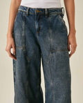 Womens Heritage Jeans Wide Leg Relaxed Mid Rise Cotton–Lyocell Carpenter Heritage Medium Wash Patch Details - Blue 63_431H450_AZU184140_5
