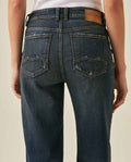 Womens Heritage Jeans Straight Relaxed Fit Mid Rise Cotton Comfort Dark Wash Rips Subtle Distressing - Blue 63_431H451_AZU194052_7