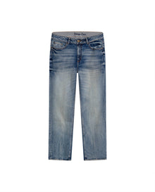 Womens Heritage Jeans Boy Fit Bootcut Mid Rise Cotton Blend Medium Wash Distressing Powdered Whiskering - Blue 63_431H452_AZU154020_3