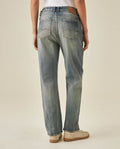 Womens Heritage Jeans Boy Fit Bootcut Mid Rise Cotton Blend Medium Wash Distressing Powdered Whiskering - Blue 63_431H452_AZU154020_6