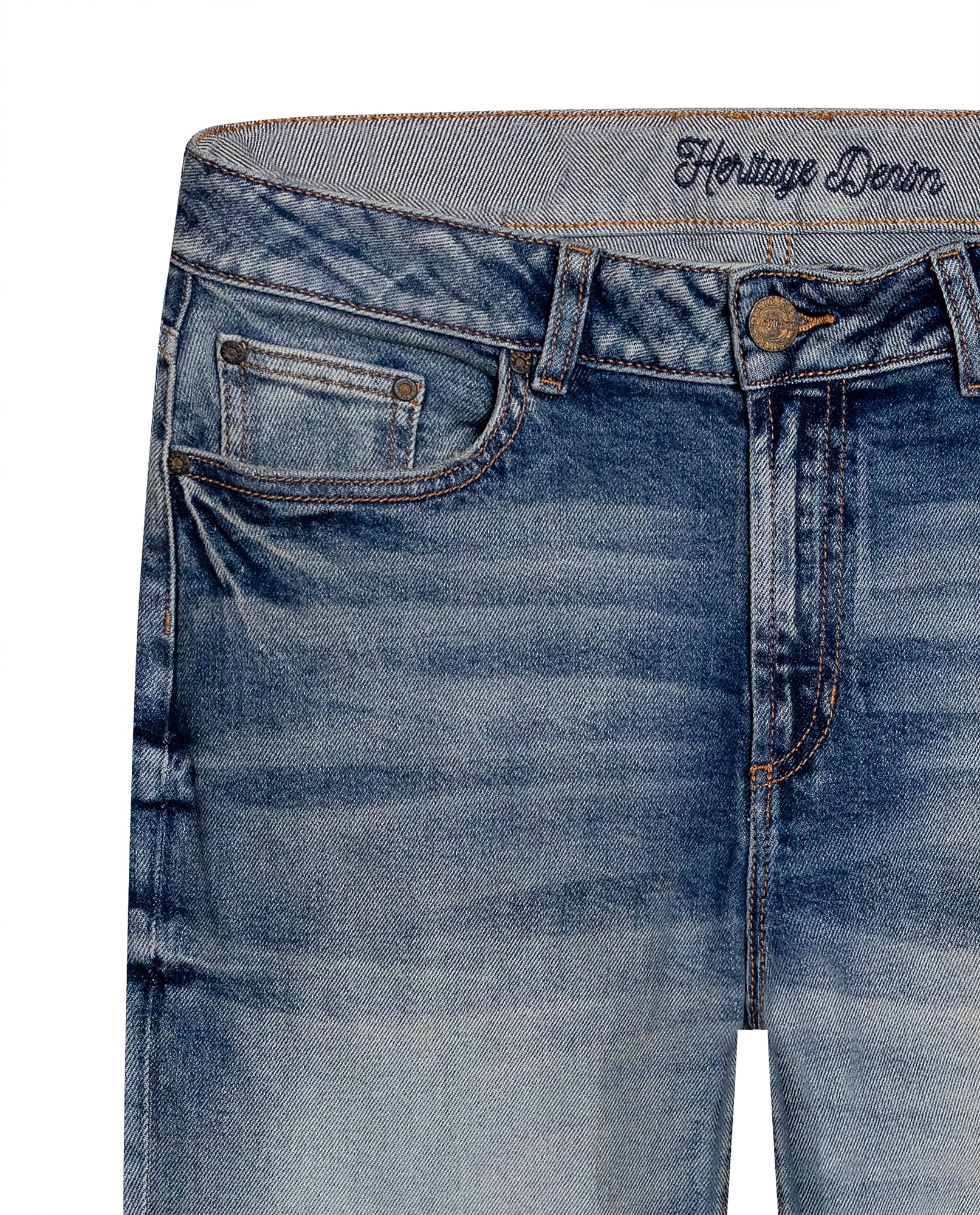 Womens Heritage Jeans Boy Fit Bootcut Mid Rise Cotton Blend Medium Wash Distressing Powdered Whiskering - Blue 63_431H452_AZU154020_8