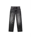 Womens Heritage Jeans Straight Relaxed Fit Super High Rise Lyocell–Cotton Blend Gray Wash Rips Premium Drape - Gray 63_431H453_GRI145002_3
