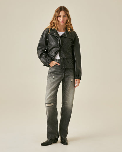 Womens Heritage Jeans Straight Relaxed Fit Super High Rise Lyocell–Cotton Blend Gray Wash Rips Premium Drape - Gray 63_431H453_GRI145002_4